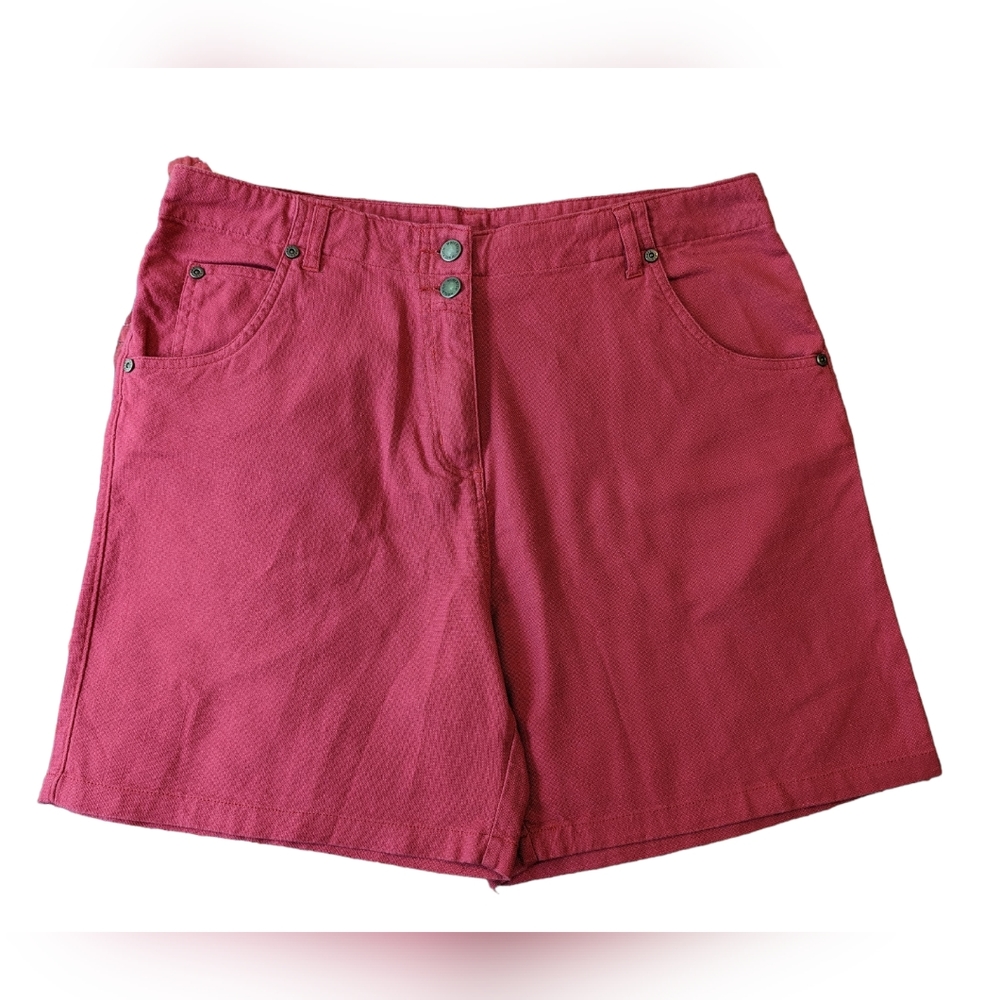 VTG Woolrich *Sz 14*  34x5 High Waist 12.5" Red Wild Cherry 100% Cotton Shorts